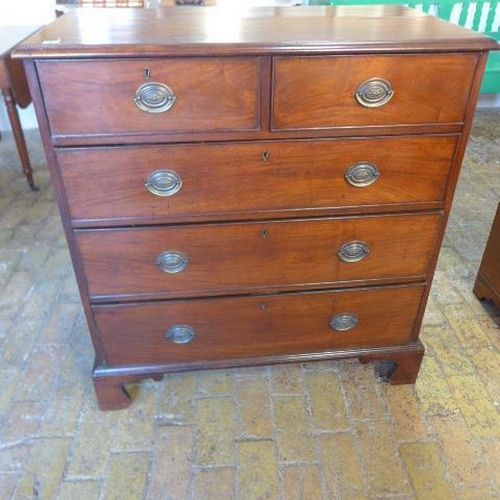 6 - A 19th century mahogany five drawer chest on shaped bracket feet - Height 100cm x 94cm x 51cm