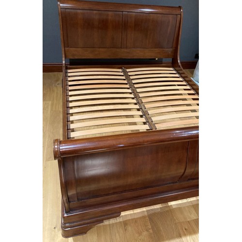 13 - A John Lewis mahogany 5ft double sleigh bed - Headboard 4ft 4in tall x 5ft 2in wide - no mattress