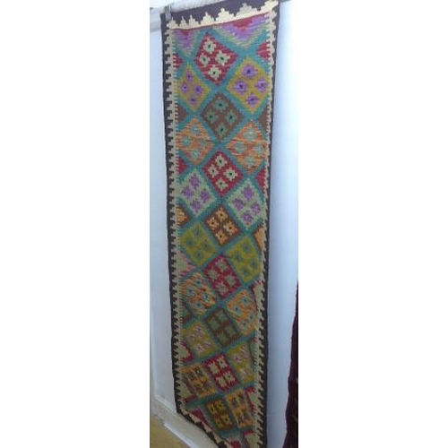 134 - A hand knotted woollen Maimana Kilim runner - 195cm x 60cm