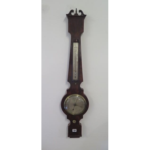 109 - A Georgian mahogany barometer with thermometer - the 6 inch dial signed Braham Optician Bristol - 38... 