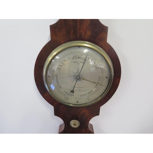 109 - A Georgian mahogany barometer with thermometer - the 6 inch dial signed Braham Optician Bristol - 38... 