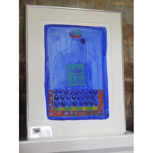 164 - Fiona Glaister - Australian - mixed media Blueberry Vodka in a 52cm x 40cm aluminium finish frame