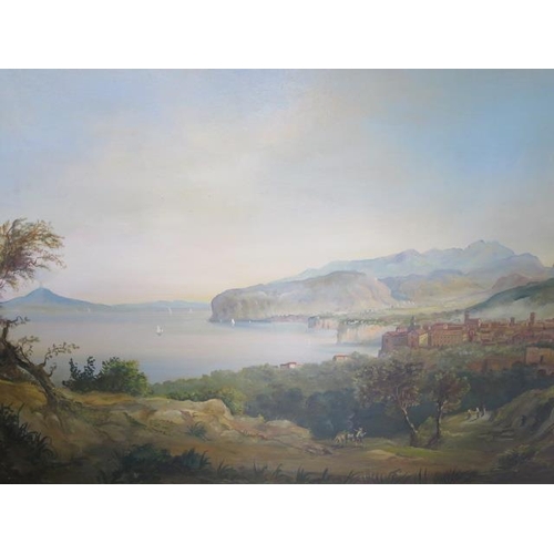 166 - A 20th century oil on canvas of Sorrento by Russo dated 87 in an ornate gilt frame - Height 103cm x ... 