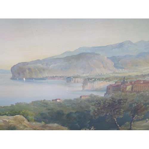 166 - A 20th century oil on canvas of Sorrento by Russo dated 87 in an ornate gilt frame - Height 103cm x ... 