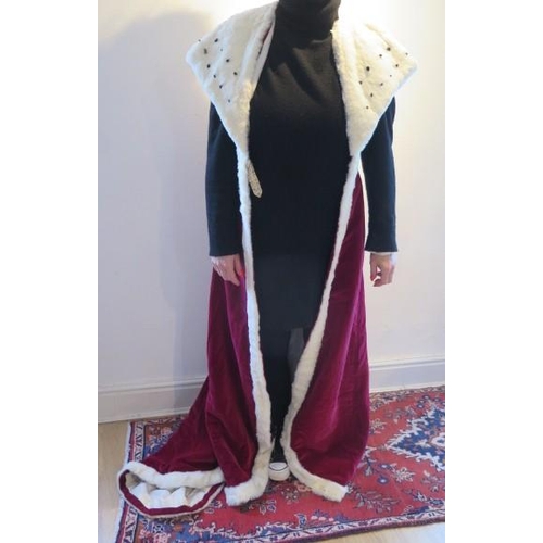 201 - Historic Interest - An Elizabeth II Coronation robe 1953 by Norman Hartwell Ltd - Crimson velvet and... 