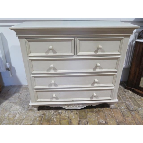 21 - A Victorian style painted shabby chic five drawer chest - Height 105cm x 115cm x 50cm