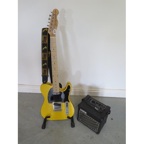 213 - A Fazley Classic series six string electric guitar with stand and VOX DA5 Amp