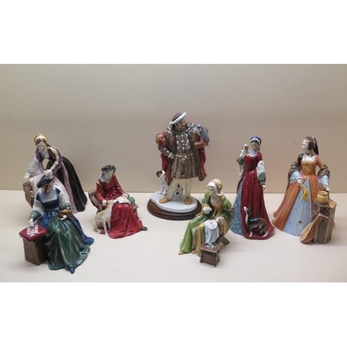 221 - A Royal Doulton group of Henry VIII and his six wives - all good condition - HENRY VIII  3550  Numbe... 