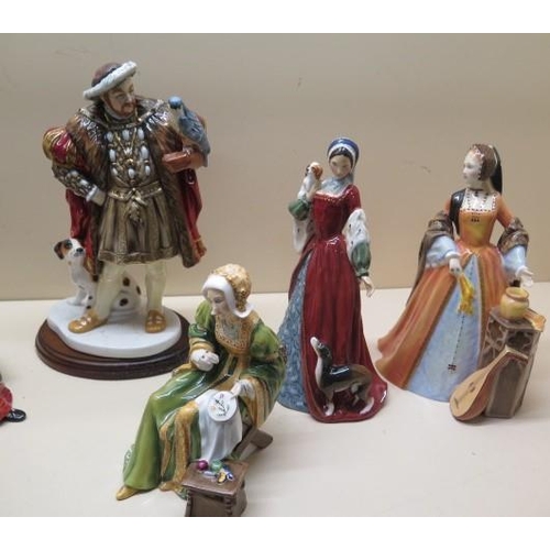 221 - A Royal Doulton group of Henry VIII and his six wives - all good condition - HENRY VIII  3550  Numbe... 