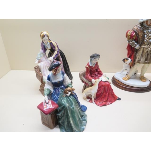 221 - A Royal Doulton group of Henry VIII and his six wives - all good condition - HENRY VIII  3550  Numbe... 