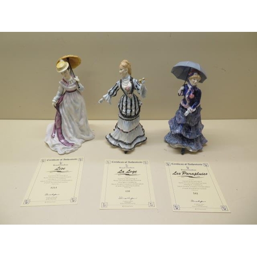 223 - A group of three Royal Doulton Renoir ladies - LA LOGE  3472  Number 430 /7500  with certificate
LES... 