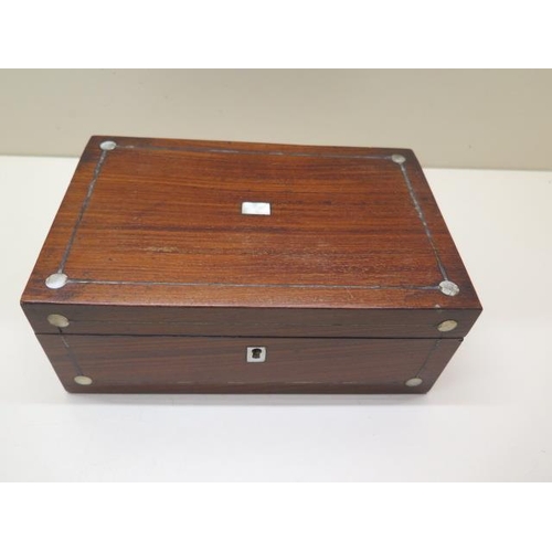 227 - A rosewood sewing box and contents - Width 23cm