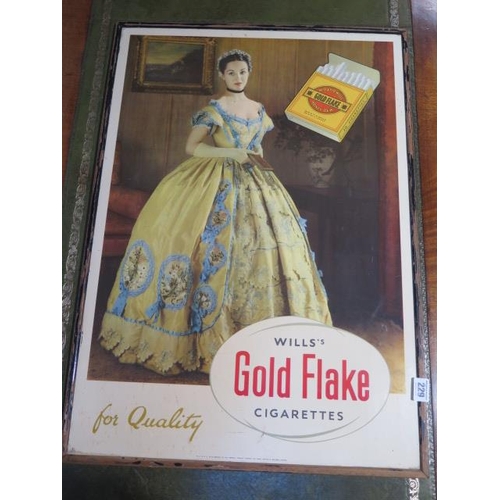 229 - A vintage shop advertising sign for Gold Flake Cigarettes - 70cm x 50cm