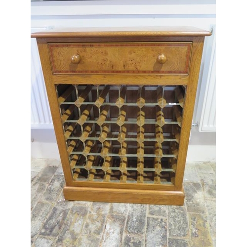 25 - A new burr oak 36 bottle wine rack with a drawer made by a local craftsman to a high standard - Heig... 