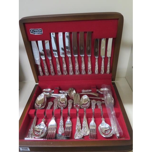 330 - A canteen of plated Queens pattern six setting cutlery