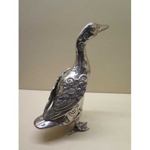 335 - A Japanese Meiji period white metal (possibly silver) model of a goose stamped inside lower foot - c... 