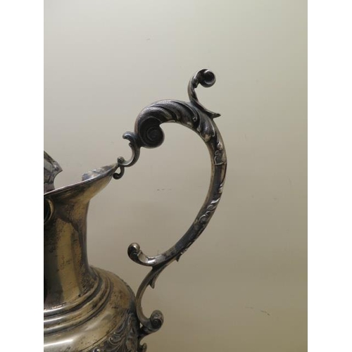 336 - A large Portuguese silver ewer jug - Height 47cm - and matching bowl - Height 14cm x Diameter 46cm -... 