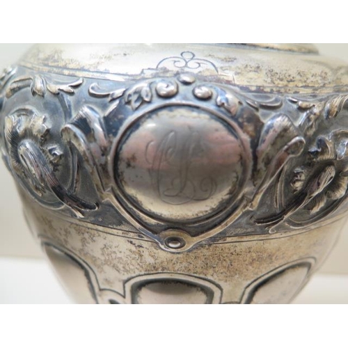 336 - A large Portuguese silver ewer jug - Height 47cm - and matching bowl - Height 14cm x Diameter 46cm -... 