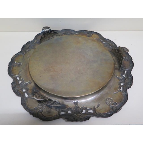 337 - A Portugese silver footed salver - Height 4cm x Diameter 40cm - approx weight 26 troy oz - some slig... 