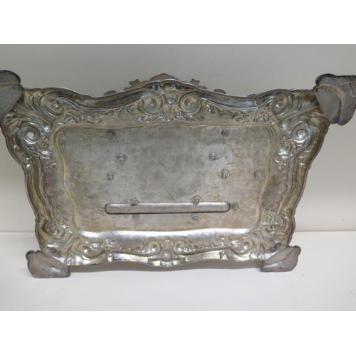 339 - A Portugese silver ornate two bottle desk stand - 42cm x 32cm - weight of stand approx 59.5 troy oz ... 