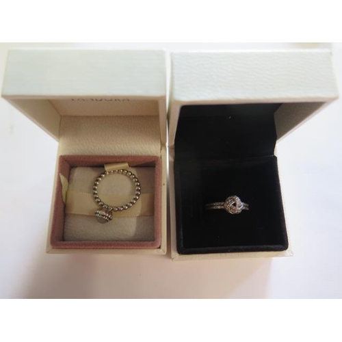 451 - Two Pandora silver rings boxed - sizes K/L