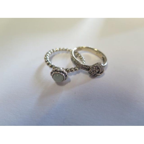 451 - Two Pandora silver rings boxed - sizes K/L