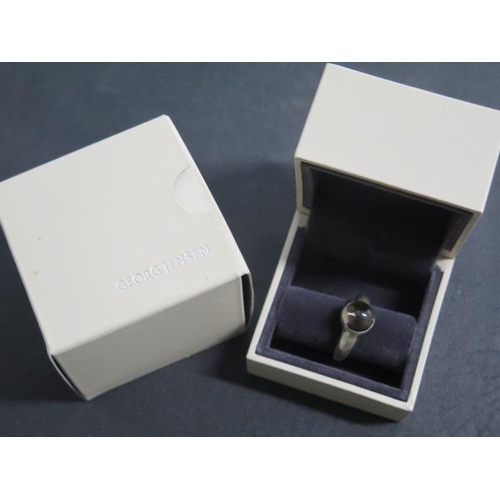 457 - A Georg Jensen sterling silver moonstone ring no. 458 - ring size K/L - with box and outer box, some... 