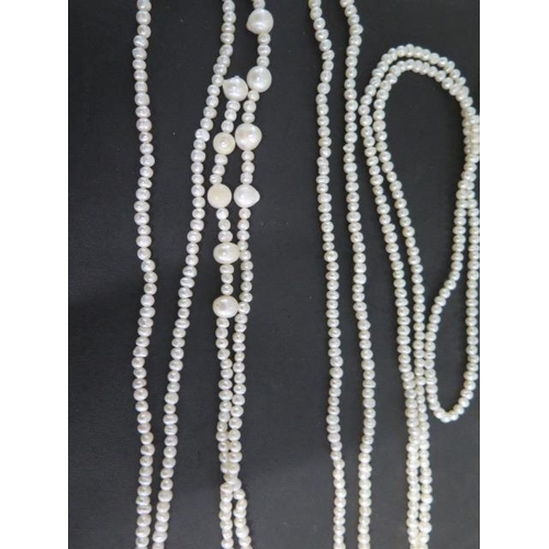 458 - Five strings of claspers pearls - longest 120cm