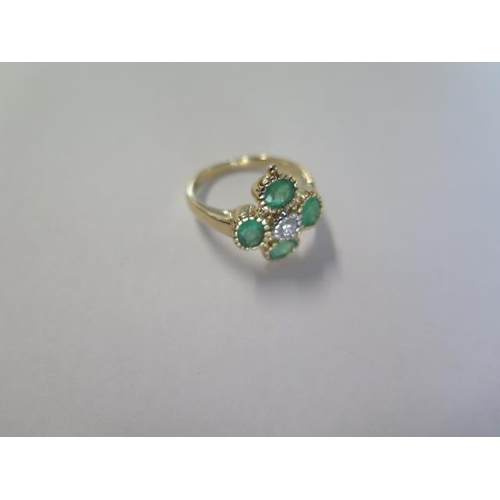 460 - A 9ct yellow gold Georgian style emerald and diamond ring - head size approx 15mm x 15mm - ring size... 