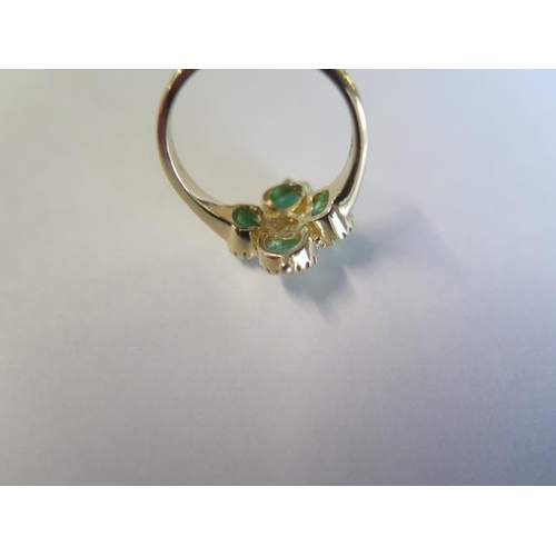 460 - A 9ct yellow gold Georgian style emerald and diamond ring - head size approx 15mm x 15mm - ring size... 