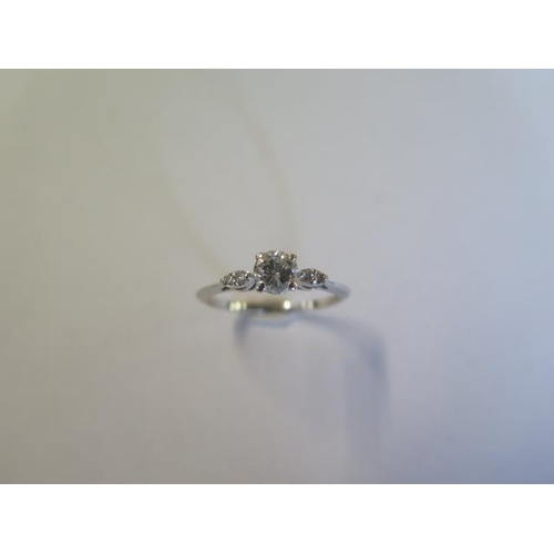 468 - A 14ct white gold five stone diamond ring, centre stone approx half carat - head size approx 5.2mm x... 