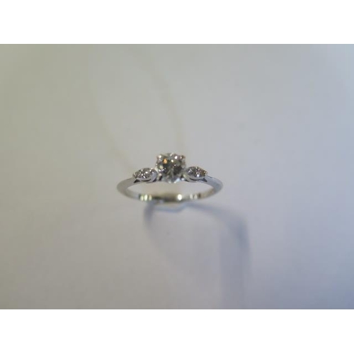 468 - A 14ct white gold five stone diamond ring, centre stone approx half carat - head size approx 5.2mm x... 