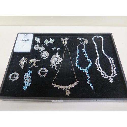 541 - A collection of silver and white metal marcasite and paste jewellery - vintage and later