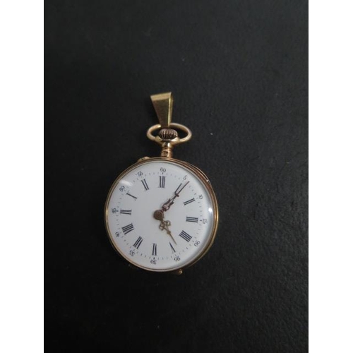 561 - An 18ct yellow gold ladies top wind pocket watch - 28mm case - approx 20 grams - running, hands adju... 