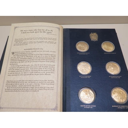 606 - A Churchill Centenary Trust silver gilt medallion collection from John Pinches, 24 medals in a prese... 