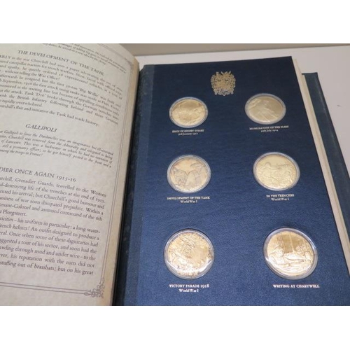 606 - A Churchill Centenary Trust silver gilt medallion collection from John Pinches, 24 medals in a prese... 