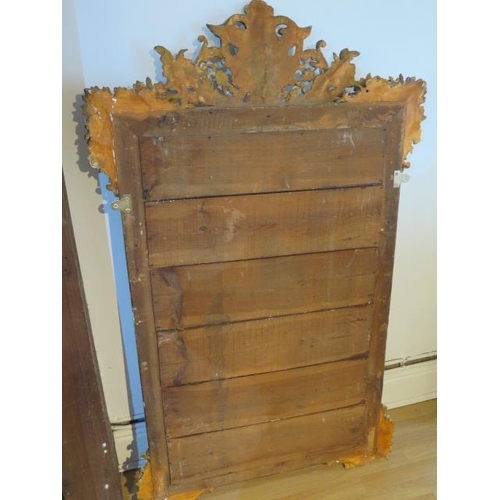 64 - An ornate decorative antique gesso cream and silvered mirror - Height 153cm x Width 91cm - some spot... 