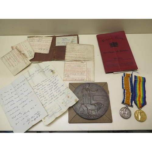 701 - A WWI Duo of Medals to Pte Alfred Frederick Nunn S-13243 RIF BRIG with Dead Mans Penny and paperwork... 