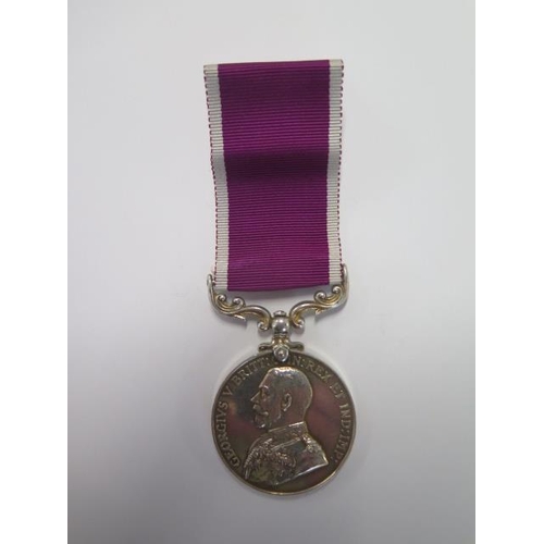 708 - A George V Long Service and Good Conduct Medal named to 9849 F of  Q.S.M Sjt J Ewart R.E.