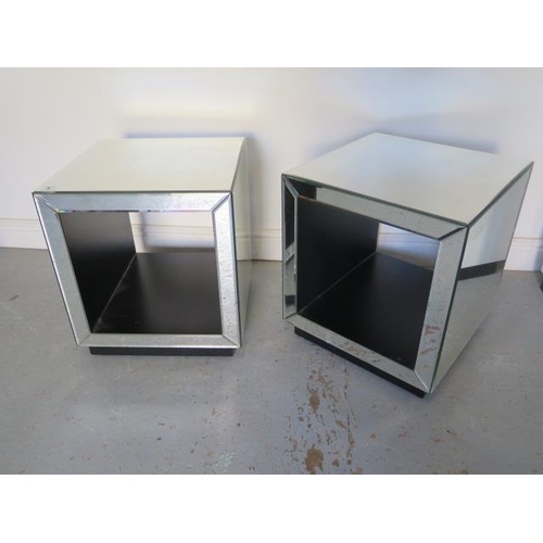 8 - A pair of mirrored bedside tables with open sides - Width 44cm x Height 50cm