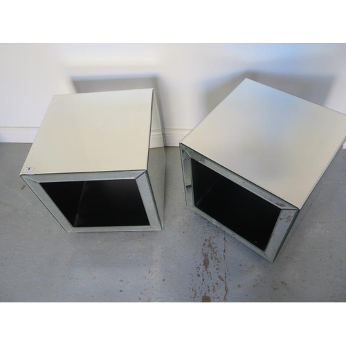 8 - A pair of mirrored bedside tables with open sides - Width 44cm x Height 50cm