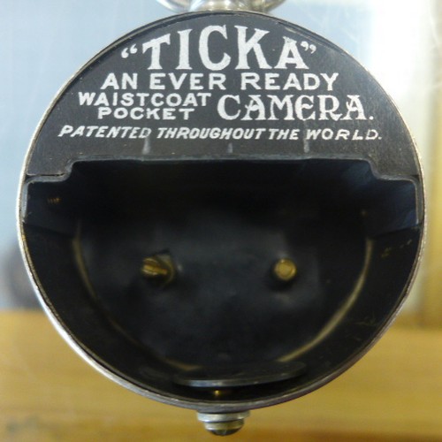 207 - A Houghtons Ltd Ticka Spy Watch pocket camera with box and instructions - shutter working - missing ... 