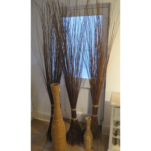 466 - Three decorative branch displays - Height 200cm and two wicker stands