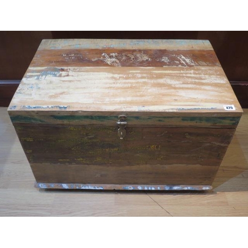 470 - A shabby chic hardwood storage box - Height 44cm x 70cm x 47cm