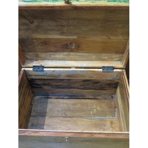 470 - A shabby chic hardwood storage box - Height 44cm x 70cm x 47cm