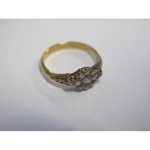 17 - An 18ct yellow gold diamond cluster ring size N - approx weight 2.7 grams