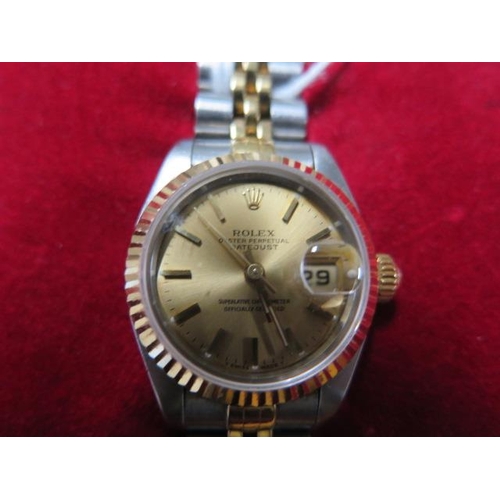 202 - A 1993 Ladies bi-metal Rolex Oyster Perpetual Datejust wristwatch model 69173 serial 5763754 ref 169... 