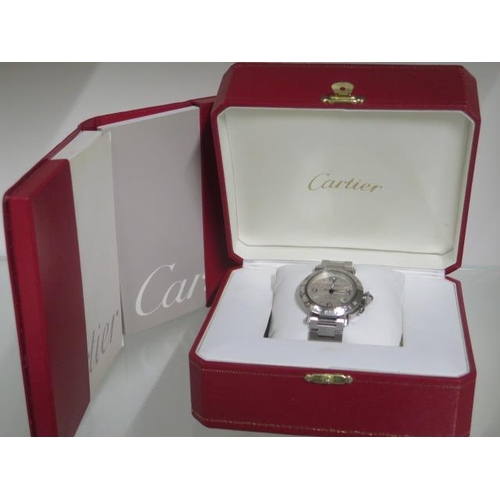 206 - A Cartier Pasha GMT 2377 Automatic stainless steel bracelet wristwatch - 35mm case - 671560CD - with... 