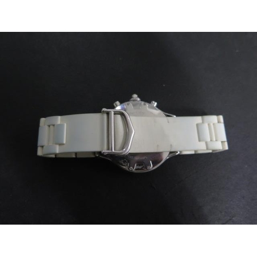 208 - A Cartier Chronograph 2424 Quartz stainless steel wristwatch 114509PL on rubber sports strap - 36mm ... 