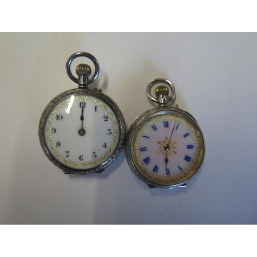 222 - Two small top wind silver pocket watches - 32mm cases - not working